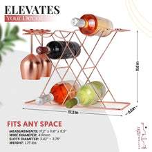 Load image into Gallery viewer, Gusto Nostro Countertop Wine Rack & Glasses Holder - Rose Gold