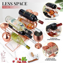 Load image into Gallery viewer, Gusto Nostro Countertop Wine Rack & Glasses Holder - Rose Gold