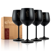 Load image into Gallery viewer, Stainless Steel Wine Glasses - Set of 4_Black