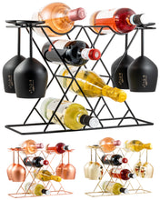 Load image into Gallery viewer, Gusto Nostro Countertop Wine Rack & Glasses Holder - Black