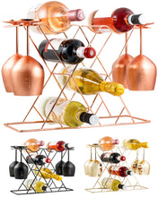 Load image into Gallery viewer, Gusto Nostro Countertop Wine Rack & Glasses Holder - Rose Gold