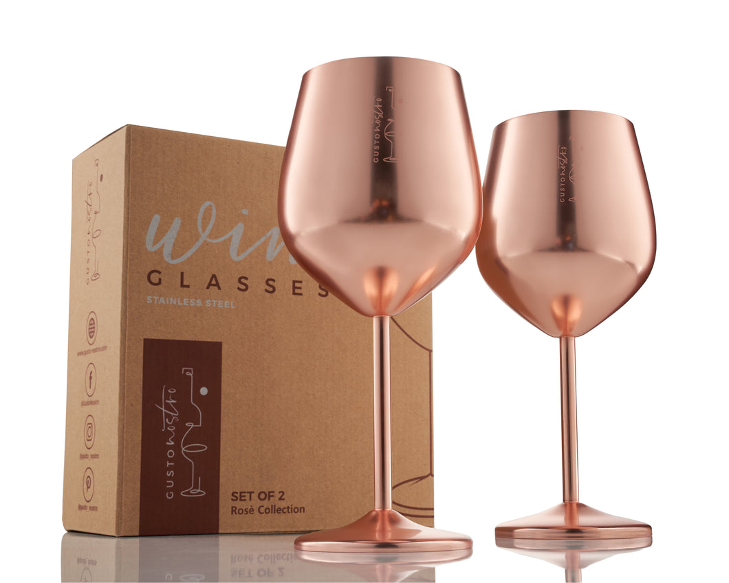 Stainless Steel Wine Glasses - Rose Gold