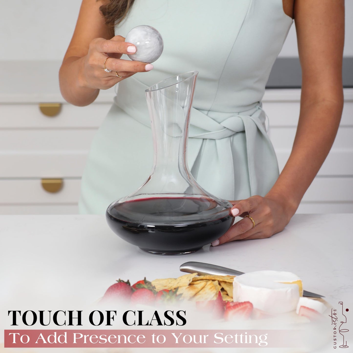 Gusto Nostro - Crystal Wine Decanter - Handblown, Lead-free Red Wine Decanter (Designed in Italy)