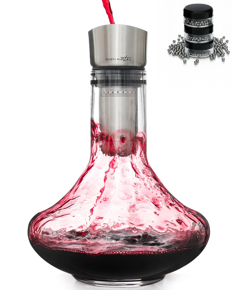 Gusto Nostro - Crystal Wine Decanter - Handblown, Lead-free Red Wine Decanter (Designed in Italy)