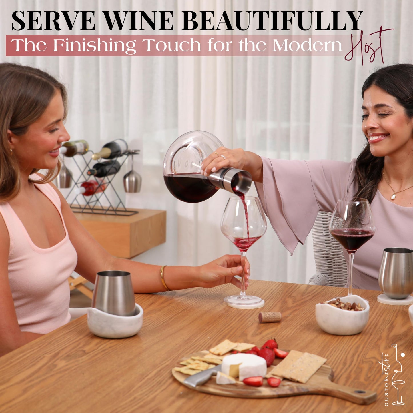 Gusto Nostro - Crystal Wine Decanter - Handblown, Lead-free Red Wine Decanter (Designed in Italy)