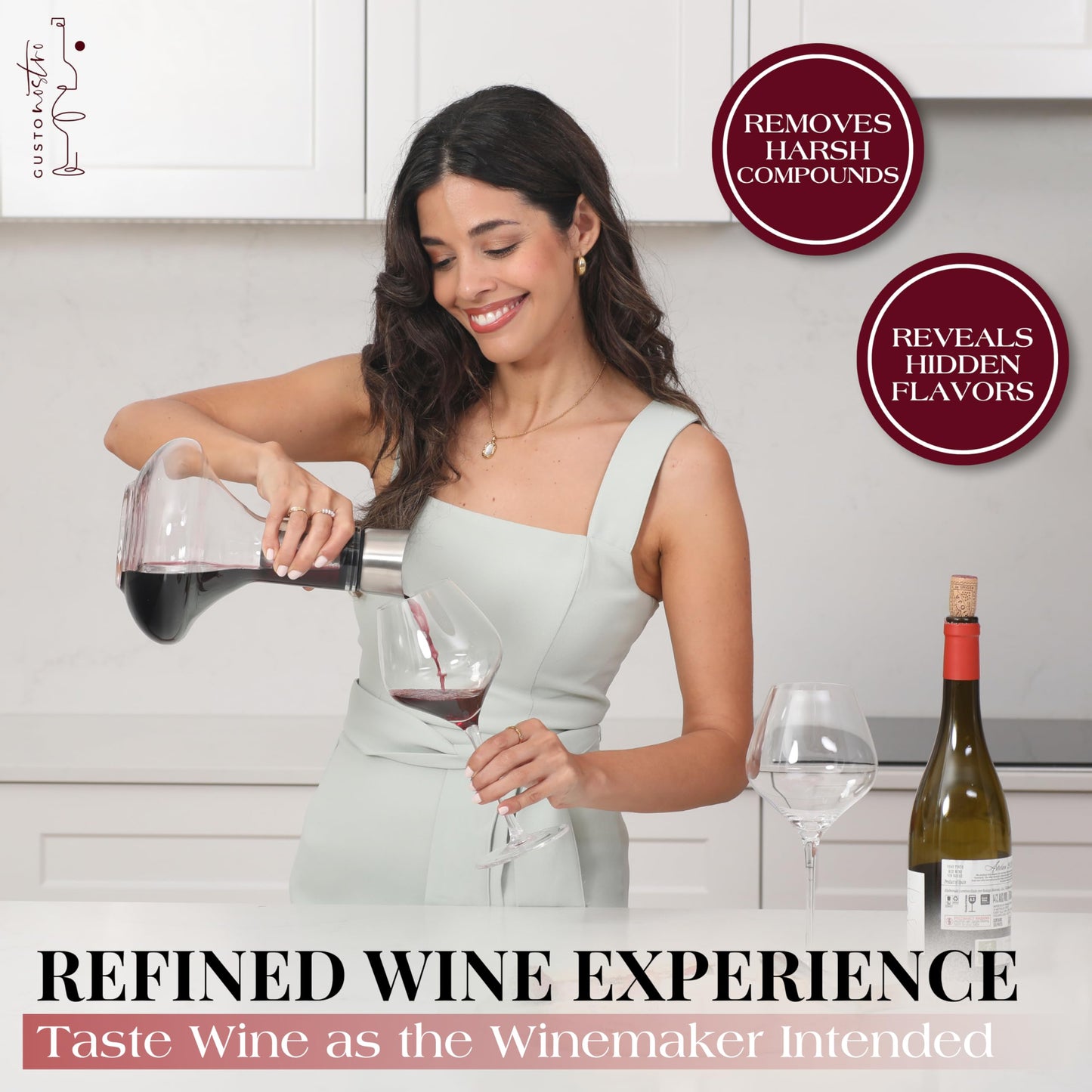 Gusto Nostro - Crystal Wine Decanter - Handblown, Lead-free Red Wine Decanter (Designed in Italy)