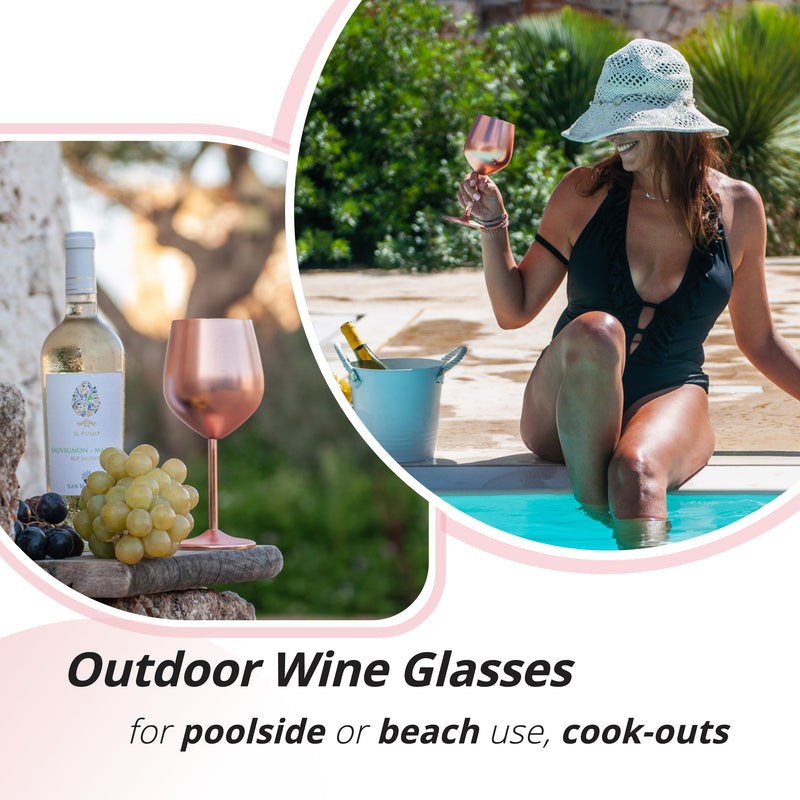 Stainless Steel Wine Glasses - Set of 4_Rose Gold