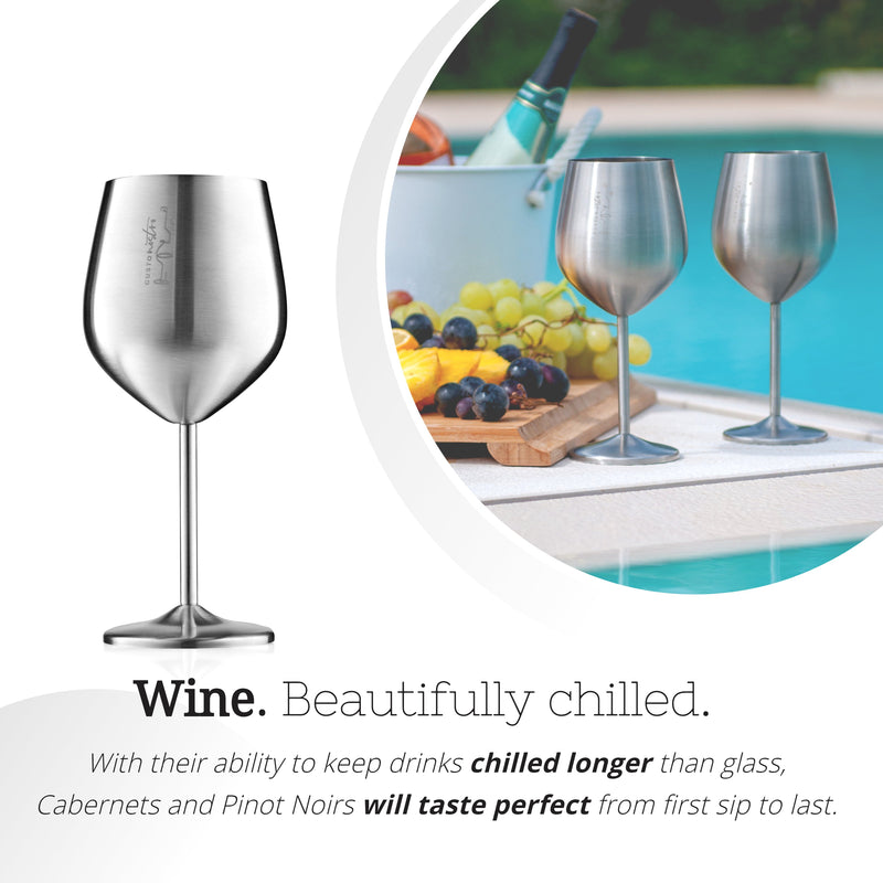 Stainless Steel Wine Glasses - Set of 4_Silver