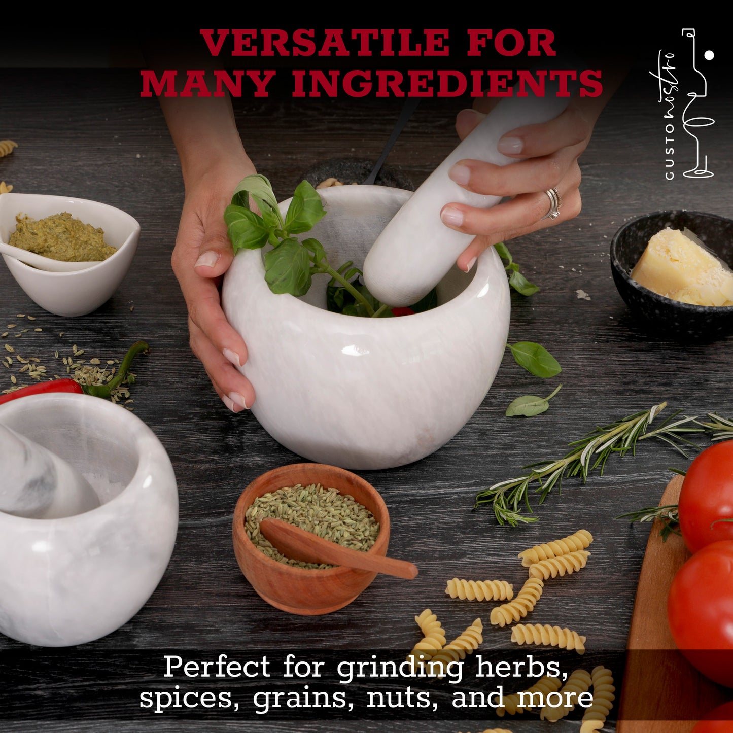 Marble Mortar and Pestle Set_White