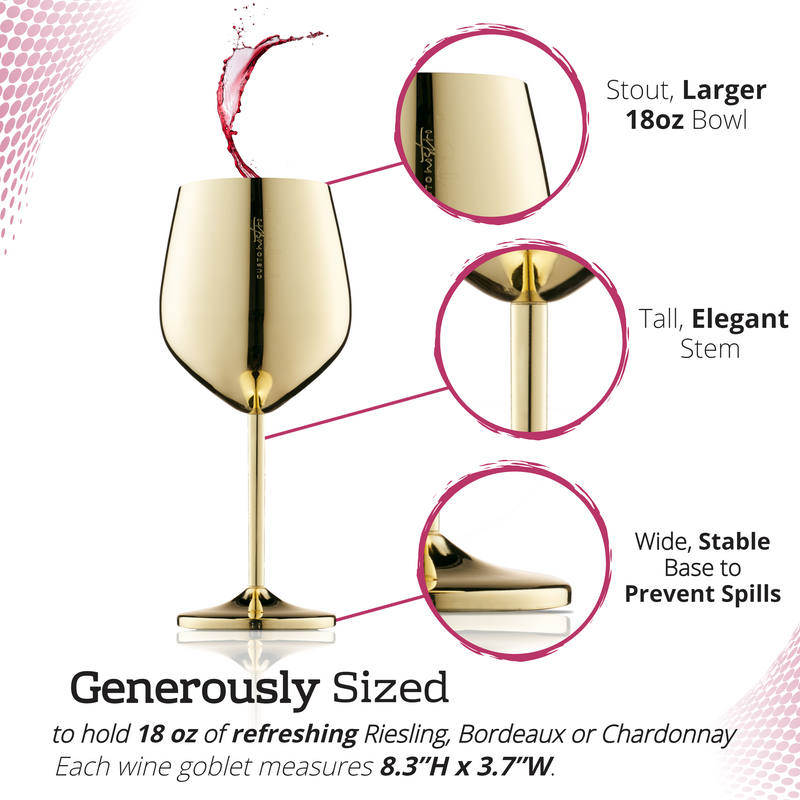 Stainless Steel Wine Glasses - Set of 4_Gold