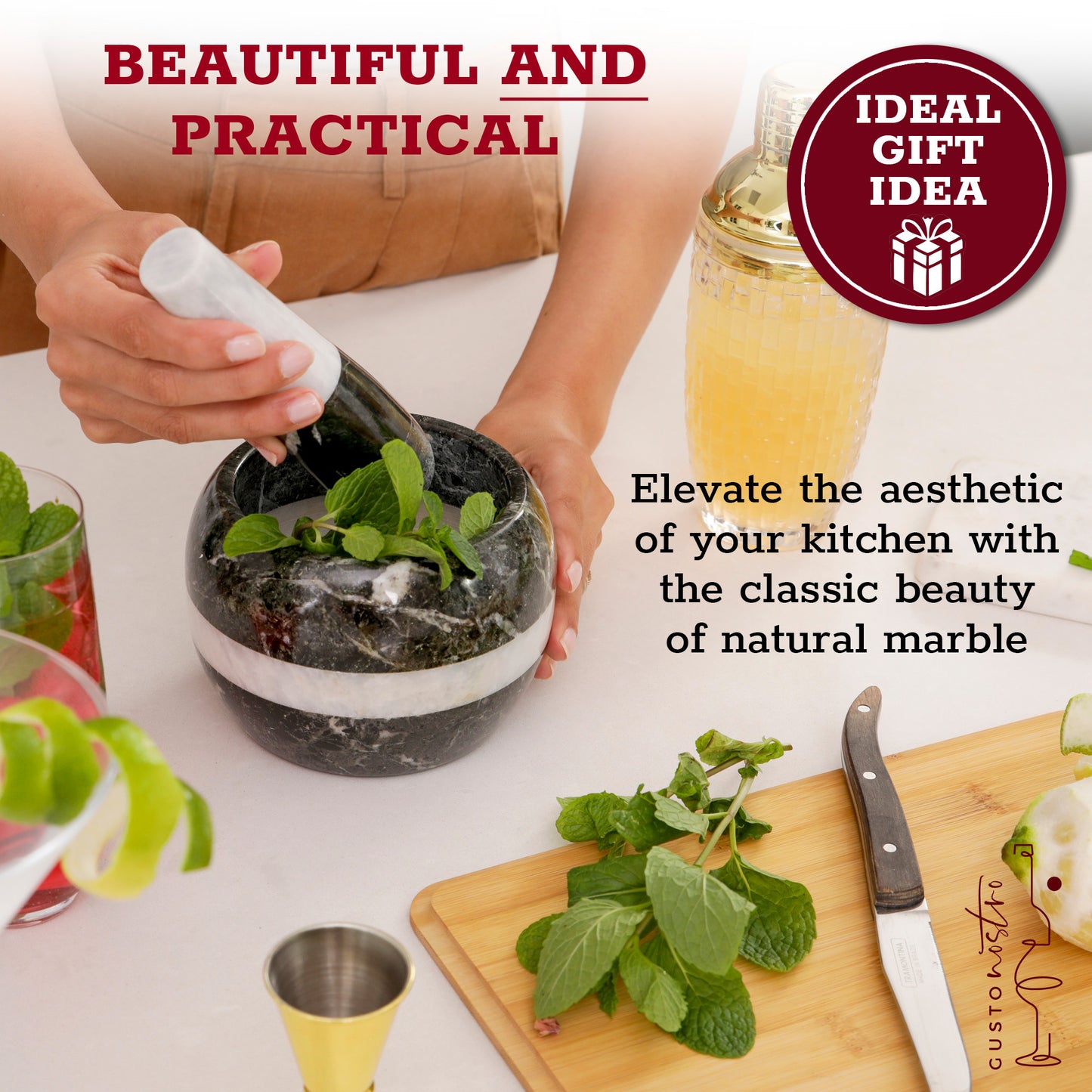 Marble Mortar and Pestle Set_Black Zebra