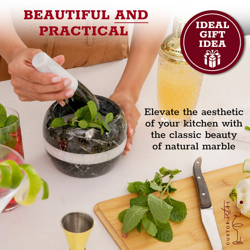 Marble Mortar and Pestle Set_Black Zebra