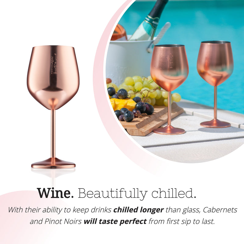 Stainless Steel Wine Glasses - Set of 4_Rose Gold