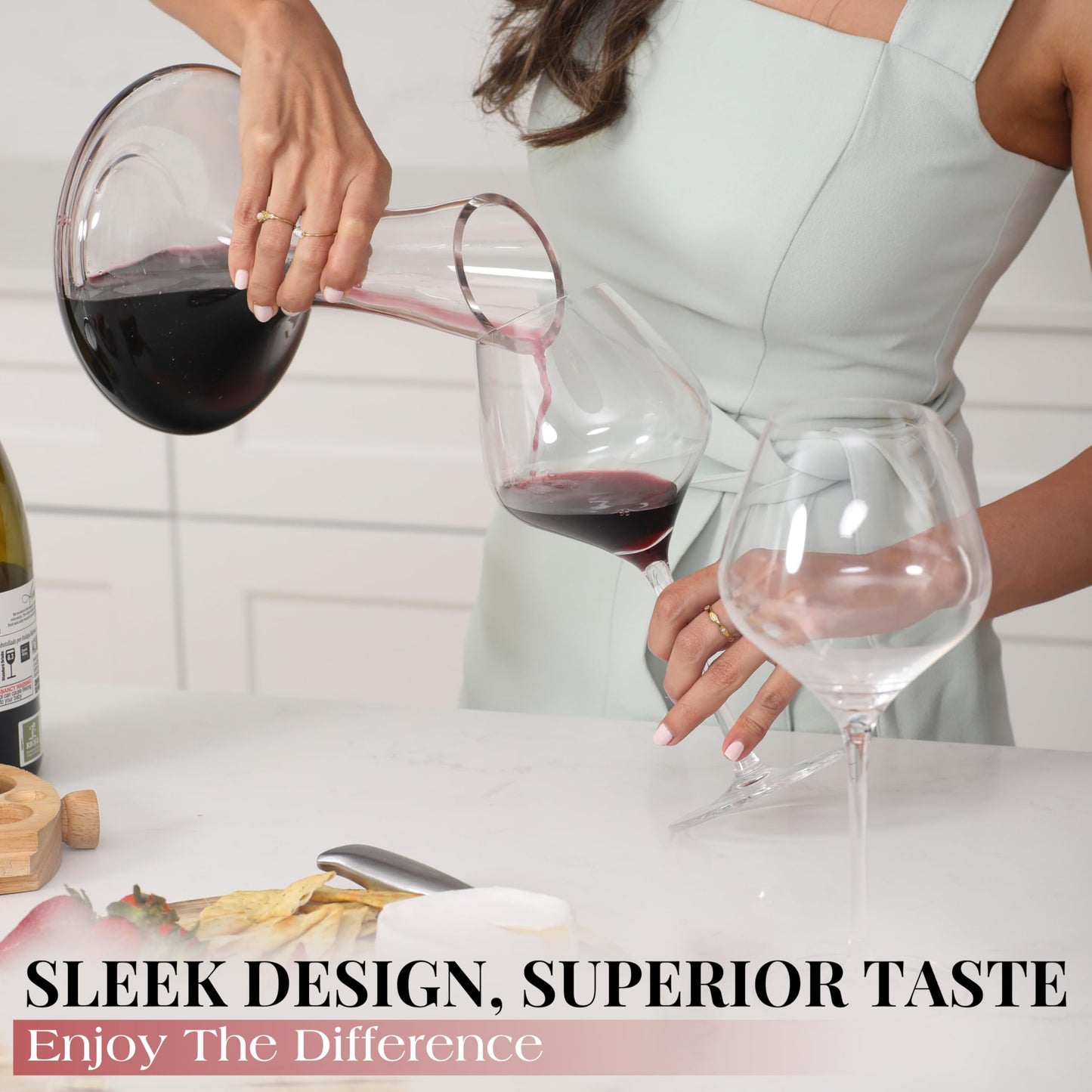 Gusto Nostro - Crystal Wine Decanter - Handblown, Lead-free Red Wine Decanter (Designed in Italy)