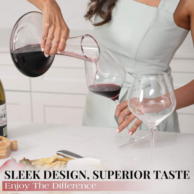 Gusto Nostro - Crystal Wine Decanter - Handblown, Lead-free Red Wine Decanter (Designed in Italy)
