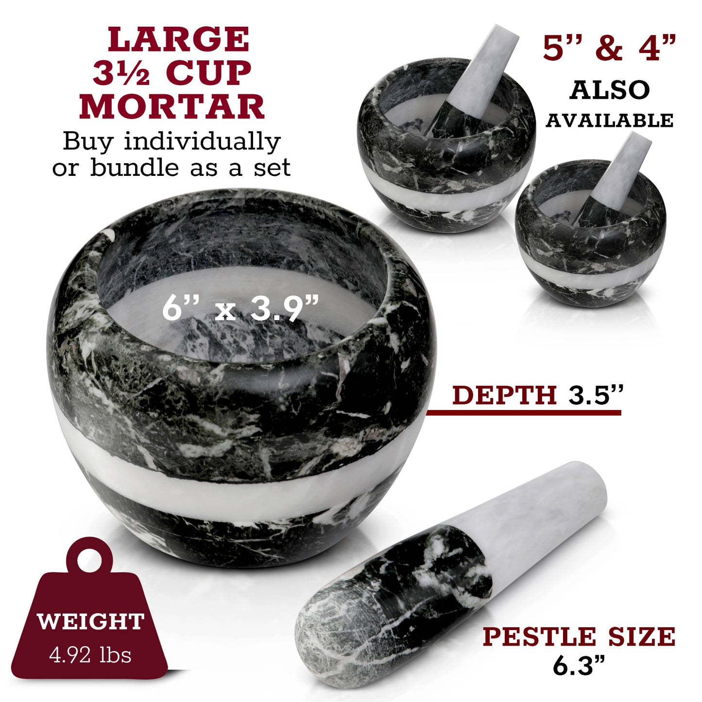 Marble Mortar and Pestle Set_Black Zebra