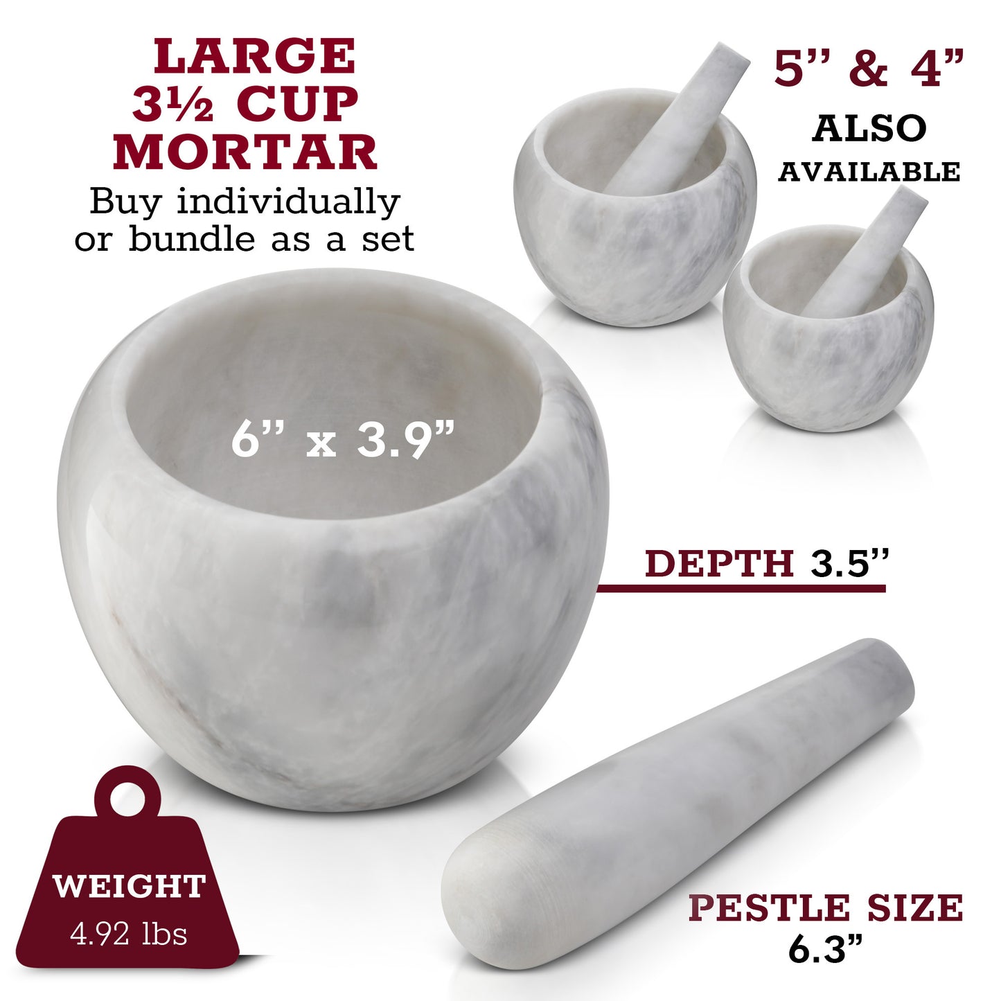 Marble Mortar and Pestle Set_White