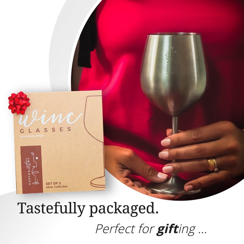 Stainless Steel Wine Glasses - Set of 4_Silver