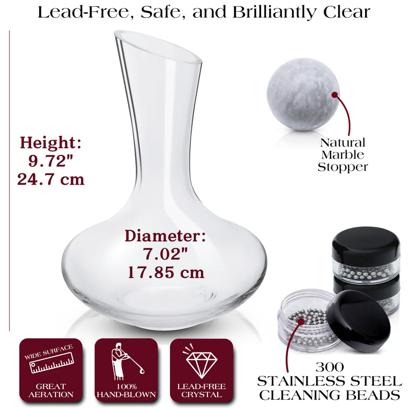 Gusto Nostro - Crystal Wine Decanter - Handblown, Lead-free Red Wine Decanter (Designed in Italy)