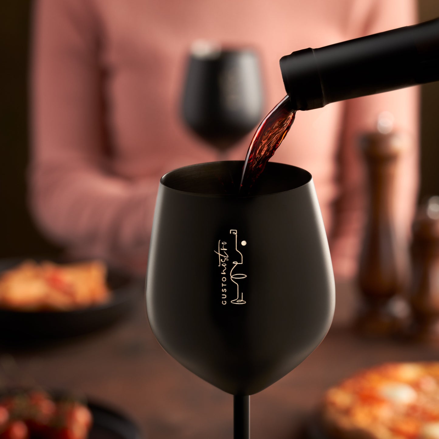 Stainless Steel Wine Glasses - Set of 4_Black