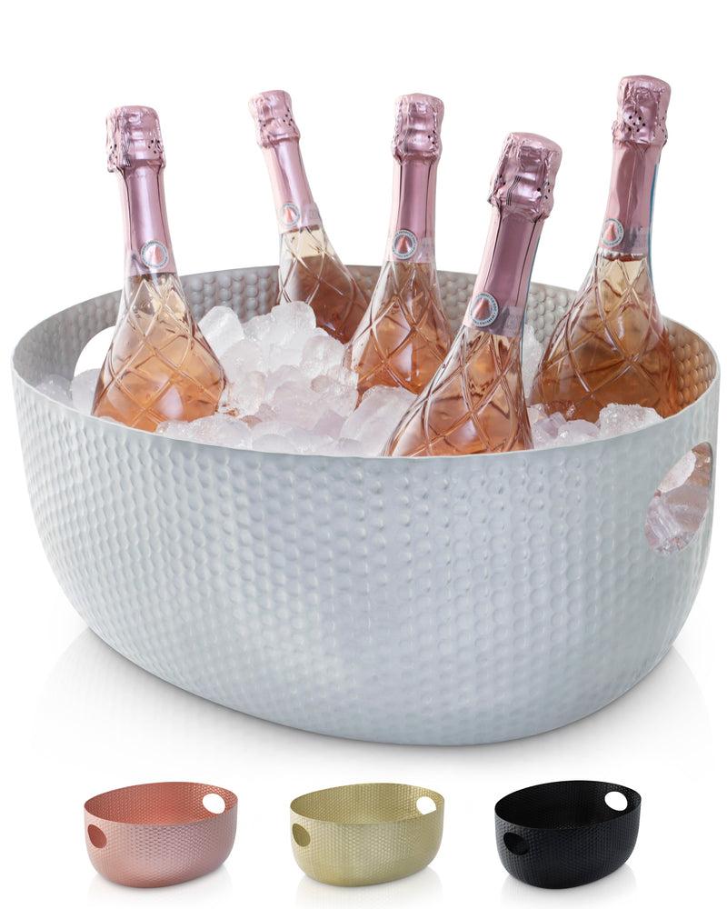 Gusto Nostro Large Beverage Tub for Parties - Metal Tub for Wine Bottles,Champagne,Beers - High Capacity Ice Bucket for Drinks - Extra Large Ice Buckets for Parties (22 qt) Outdoor Party Drink Bucket