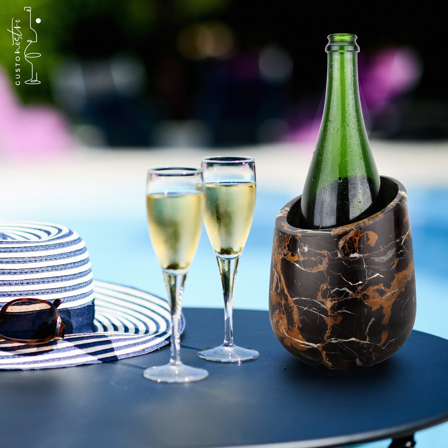 Gusto Nostro Marble Wine Chiller - Black & Gold