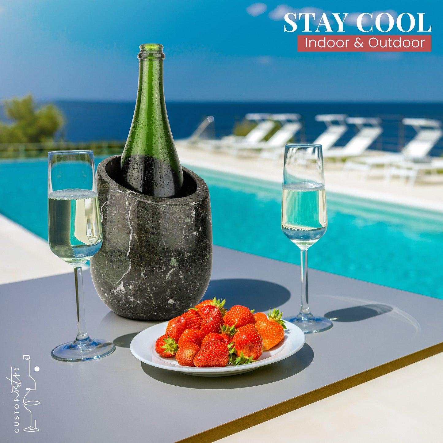 Gusto Nostro Marble Wine Chiller - Black Zebra