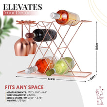 Load image into Gallery viewer, Gusto Nostro Countertop Wine Rack &amp; Glasses Holder - Rose Gold
