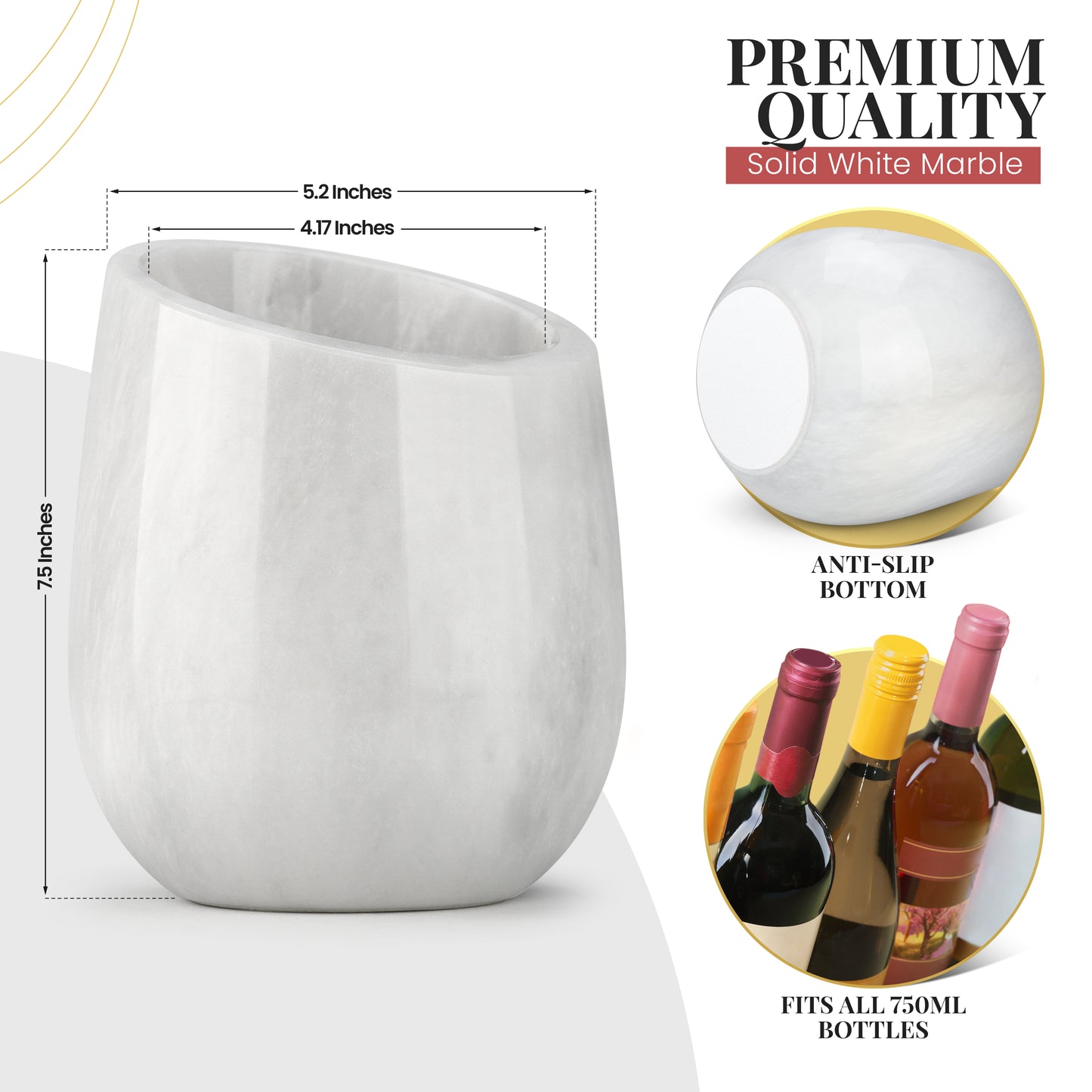 Gusto Nostro Marble Wine Chiller - White