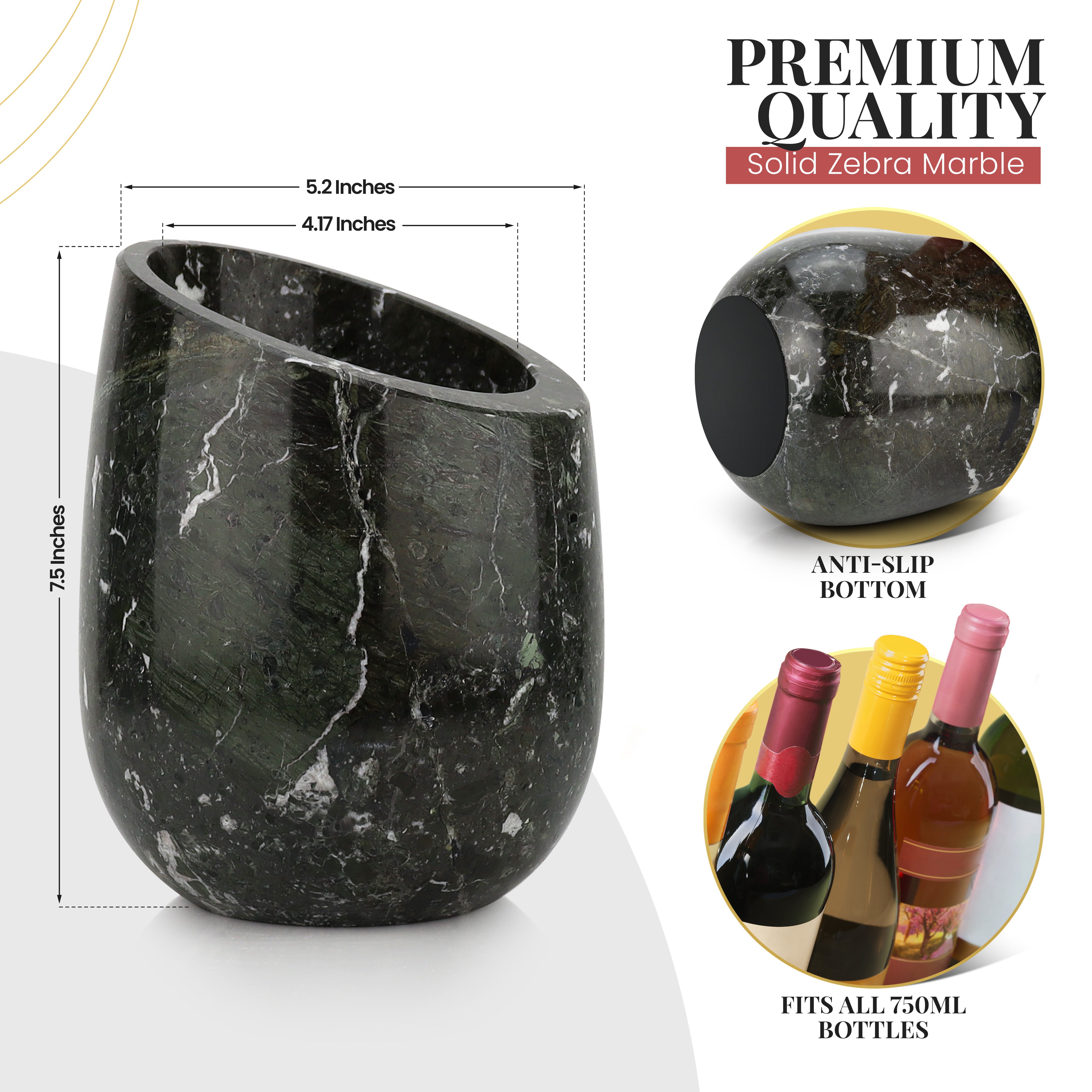 Gusto Nostro Marble Wine Chiller - Black Zebra
