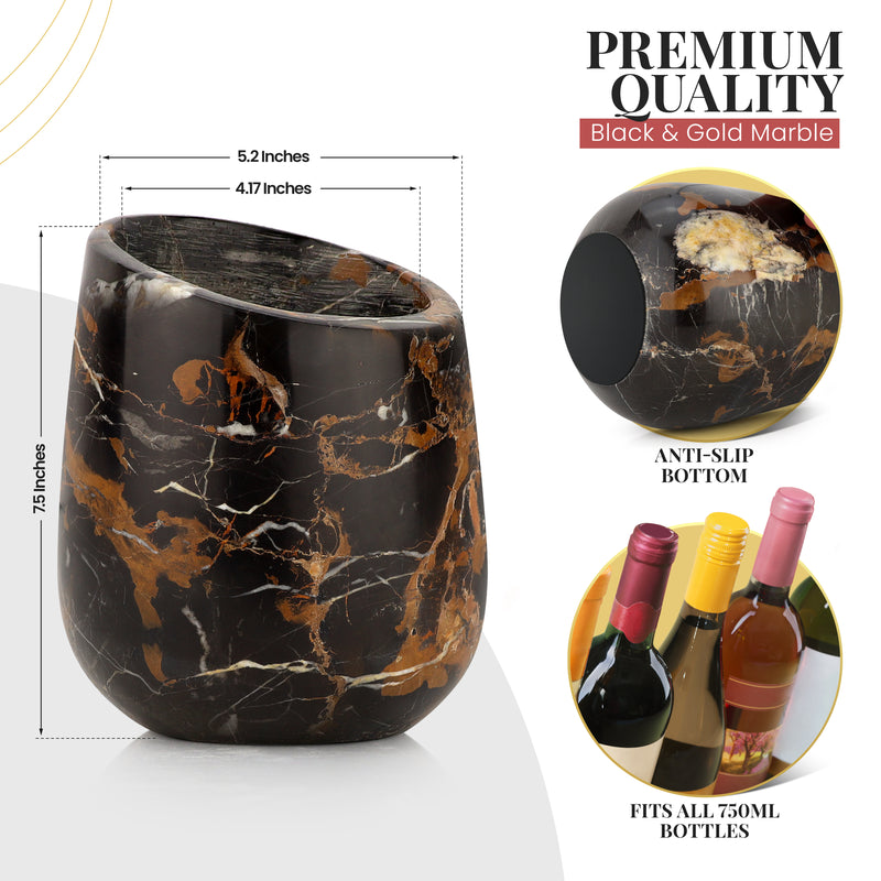 Gusto Nostro Marble Wine Chiller - Black & Gold