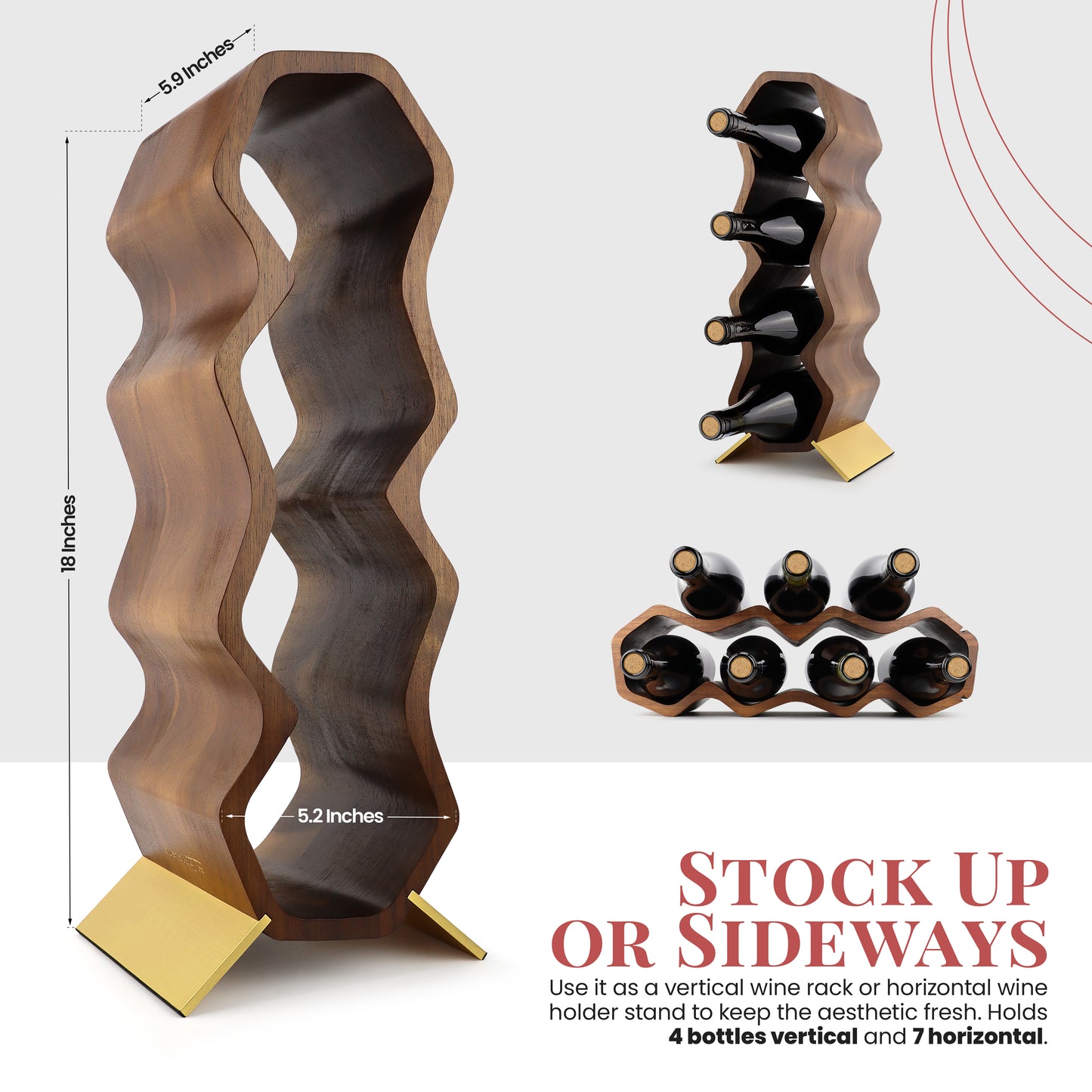 Gusto Nostro Wood Wine Rack - Acacia