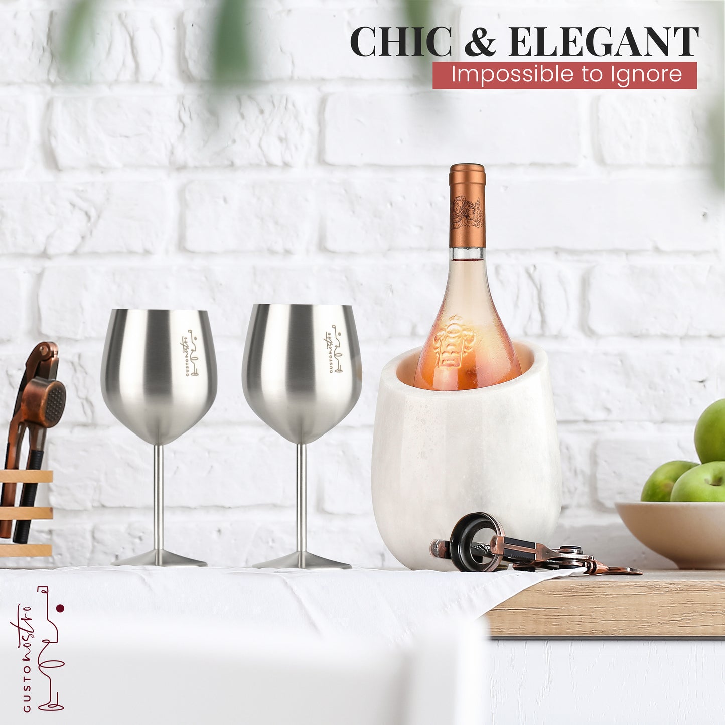 Gusto Nostro Marble Wine Chiller - White
