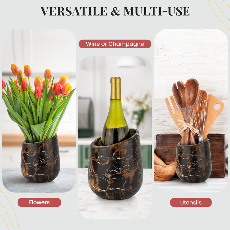 Gusto Nostro Marble Wine Chiller - Black & Gold