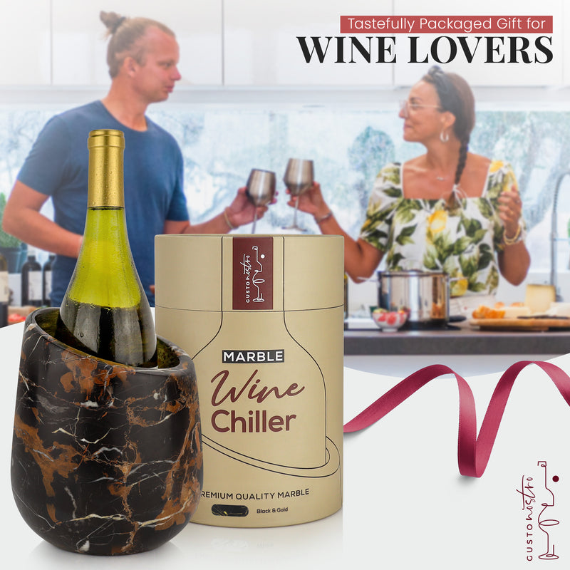 Gusto Nostro Marble Wine Chiller - Black & Gold