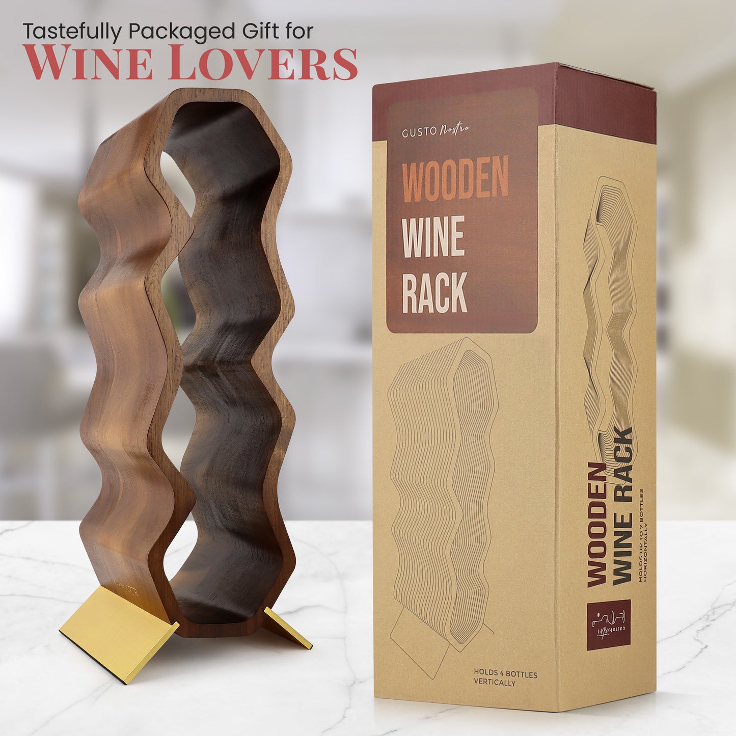 Gusto Nostro Wood Wine Rack - Acacia
