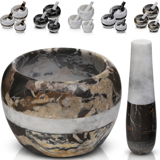 Marble Mortar and Pestle Set_Black and Gold