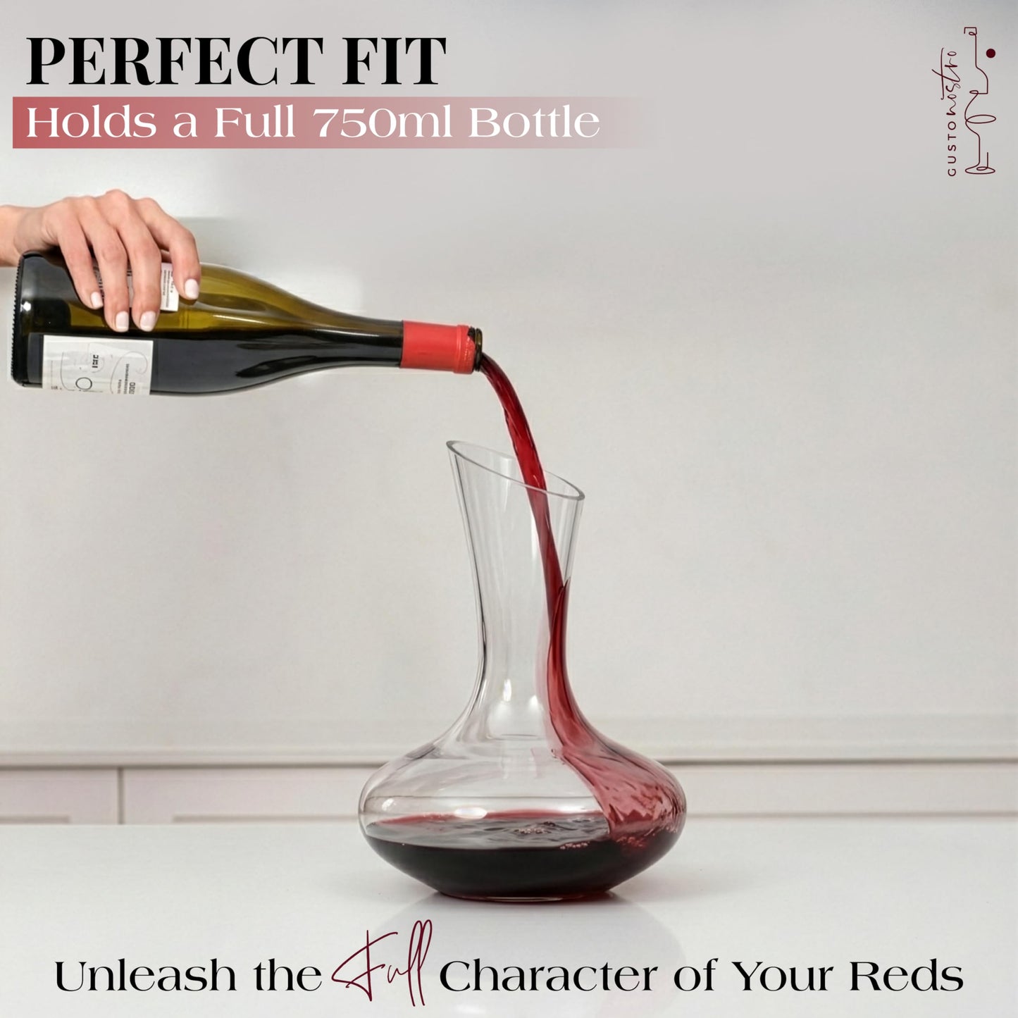 Gusto Nostro - Crystal Wine Decanter - Handblown, Lead-free Red Wine Decanter (Designed in Italy)