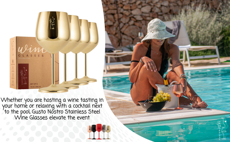 Stainless Steel Wine Glasses - Set of 4_Gold