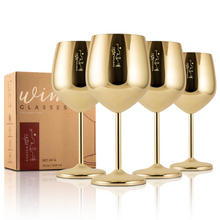 Load image into Gallery viewer, Stainless Steel Wine Glasses - Set of 4_Gold
