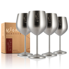 Load image into Gallery viewer, Stainless Steel Wine Glasses - Set of 4_Silver
