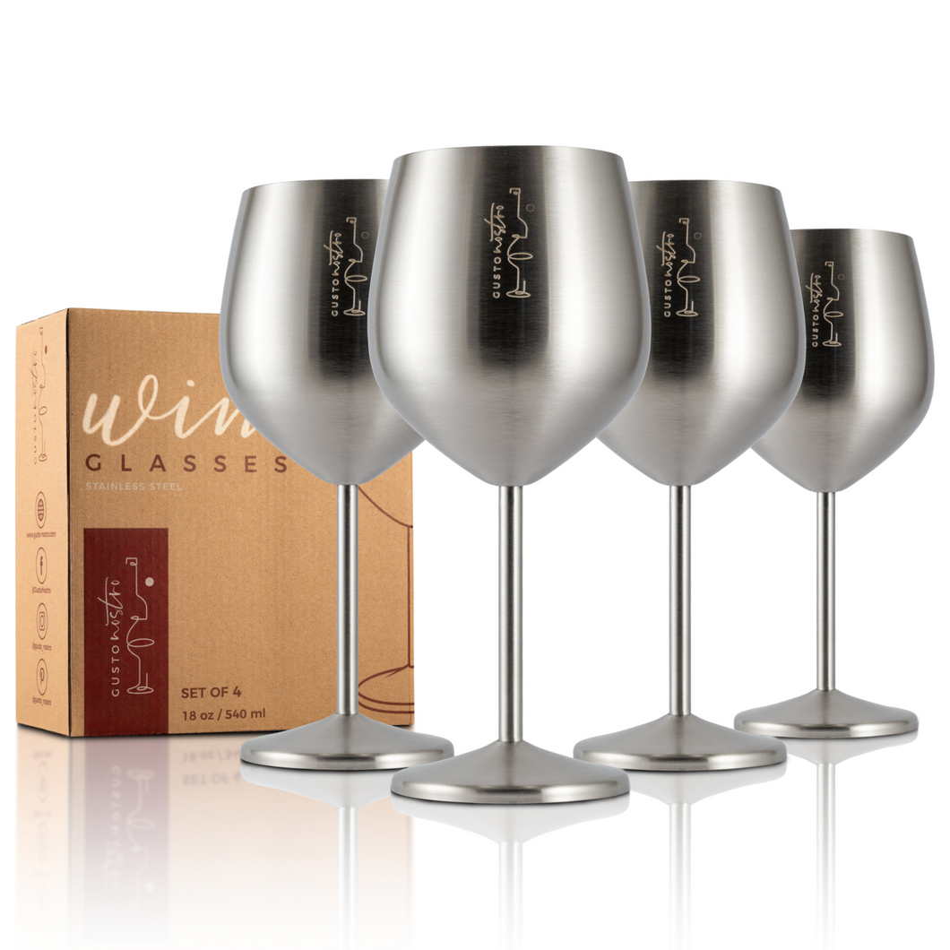 Stainless Steel Wine Glasses - Set of 4_Silver