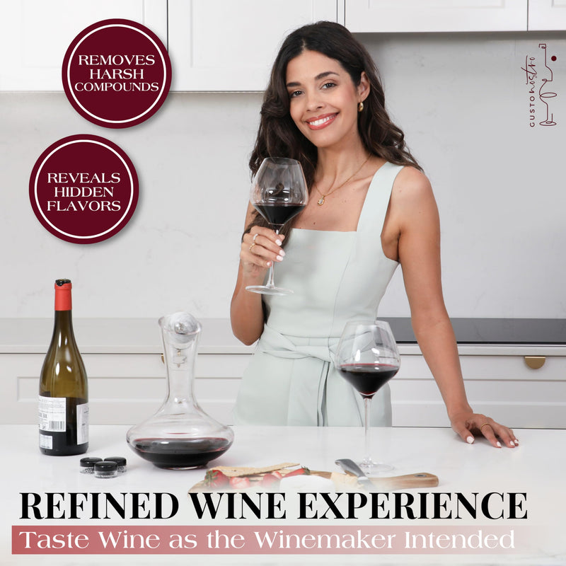 Gusto Nostro - Crystal Wine Decanter - Handblown, Lead-free Red Wine Decanter (Designed in Italy)