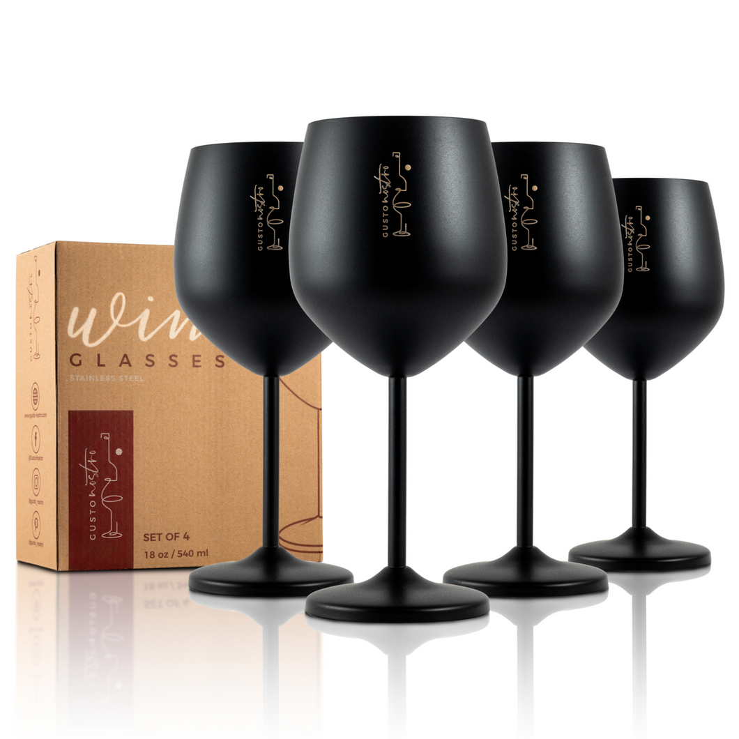 Stainless Steel Wine Glasses - Set of 4_Black