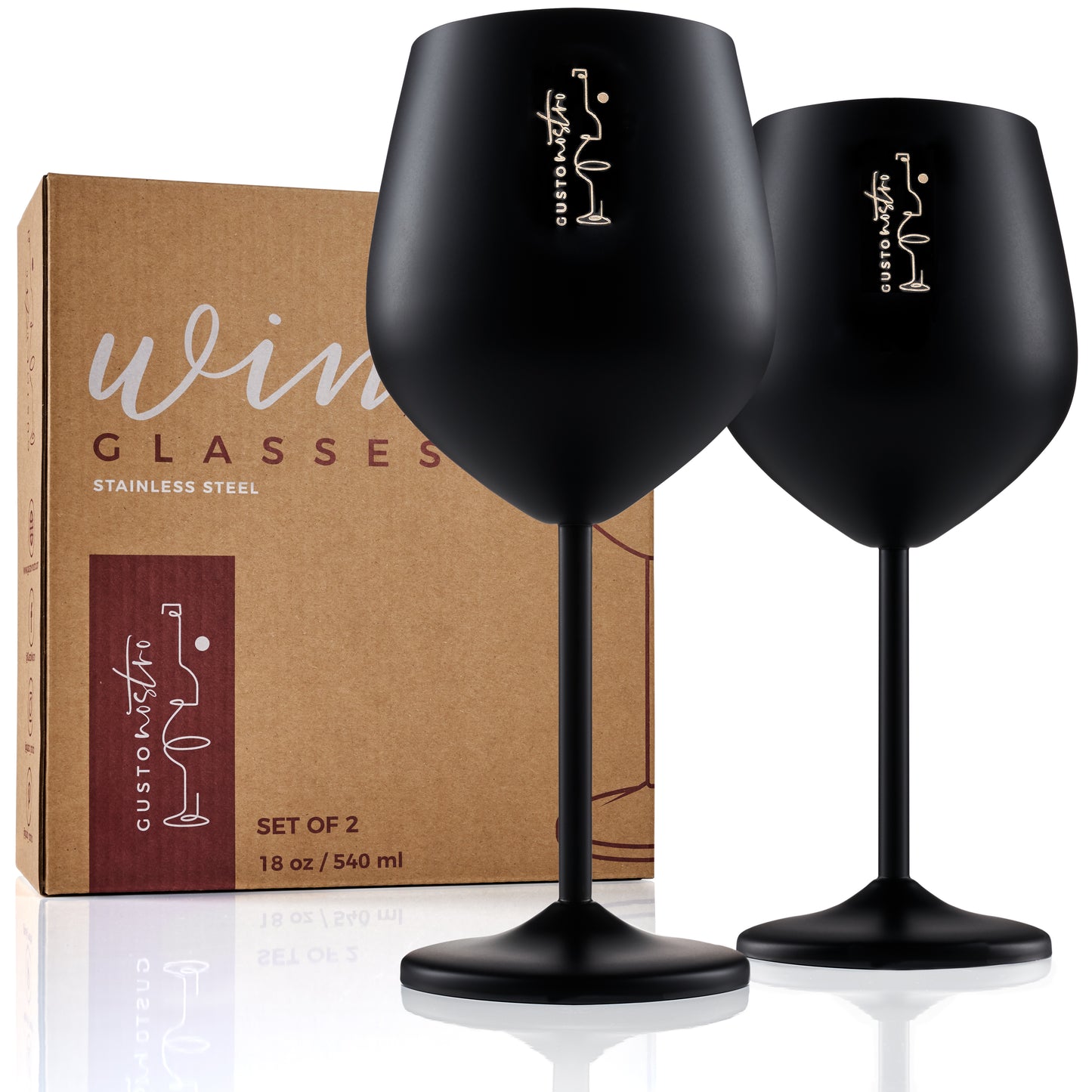 Stainless Steel Wine Glasses - Black