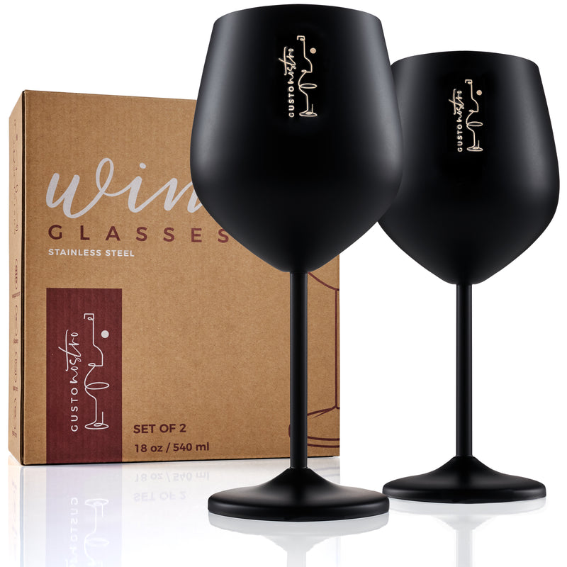 Stainless Steel Wine Glasses - Black