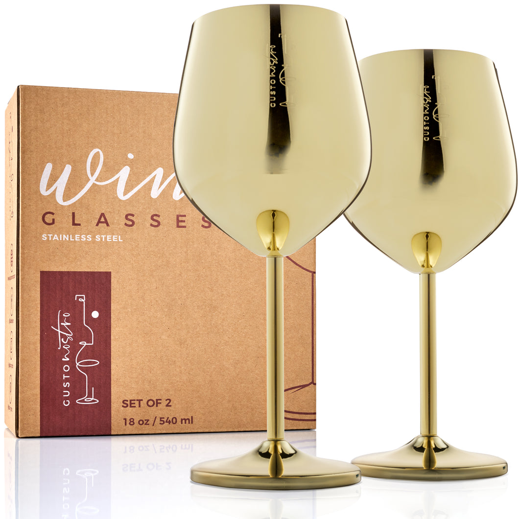 Stainless Steel Wine Glasses - Gold