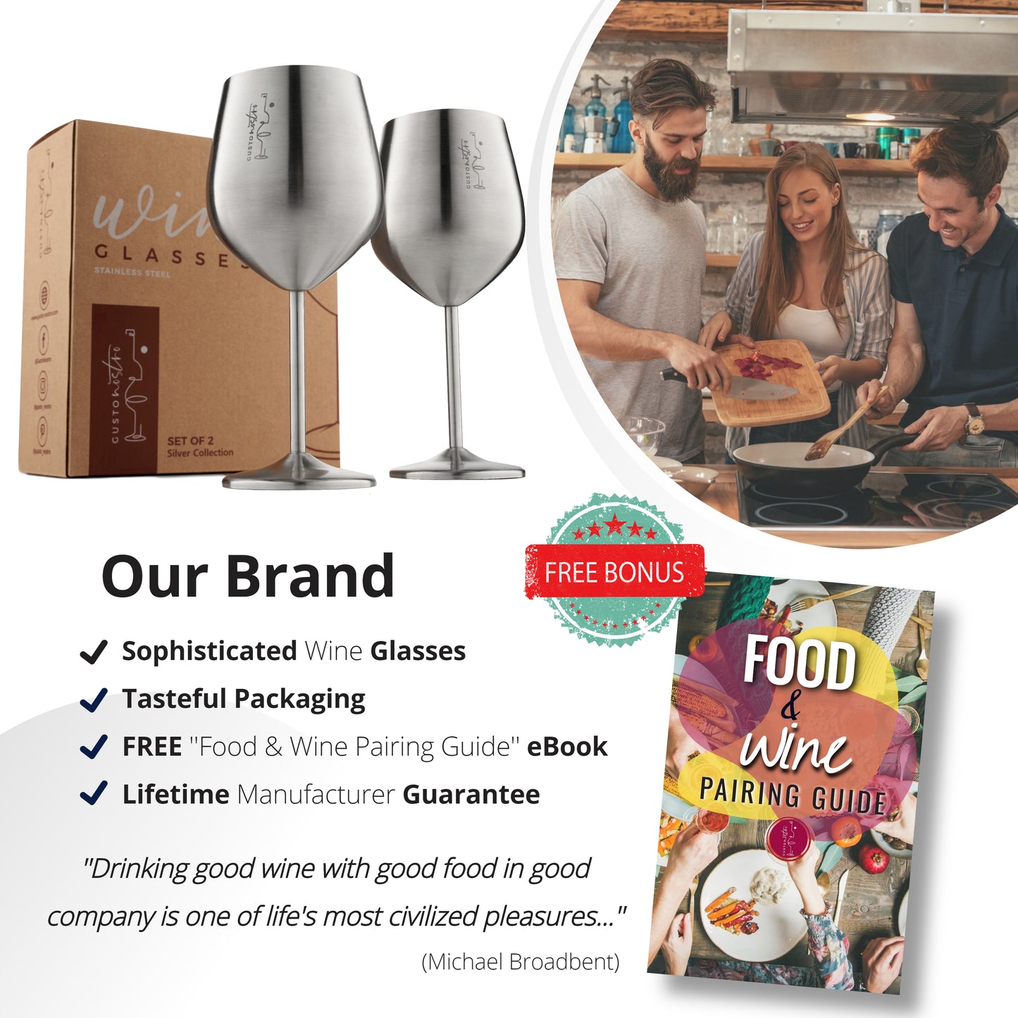 Stainless Steel Wine Glasses - Silver