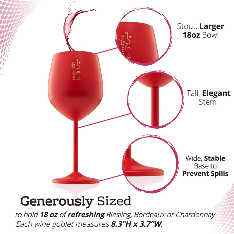 Stainless Steel Wine Glasses - Set of 4_Red