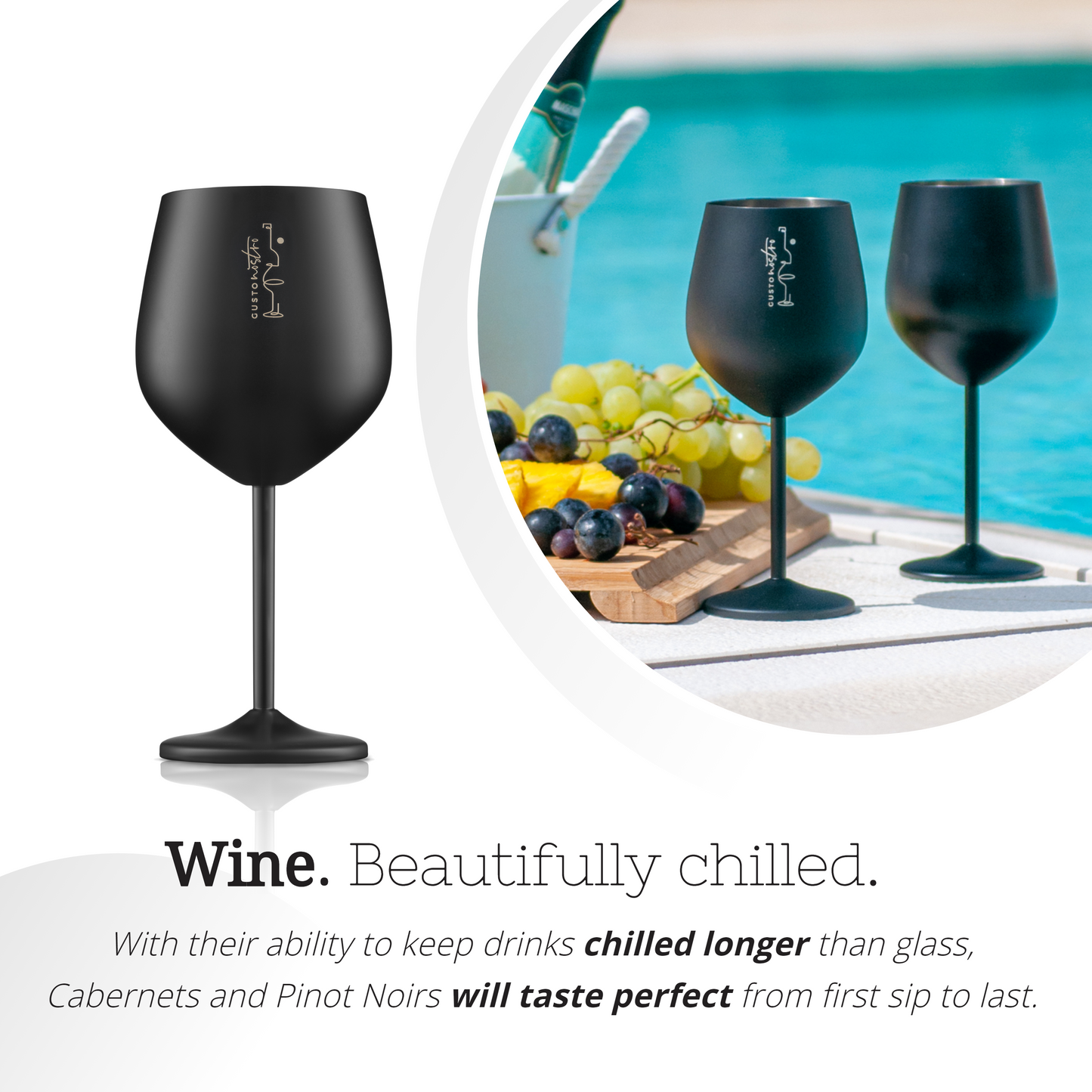 Stainless Steel Wine Glasses - Black